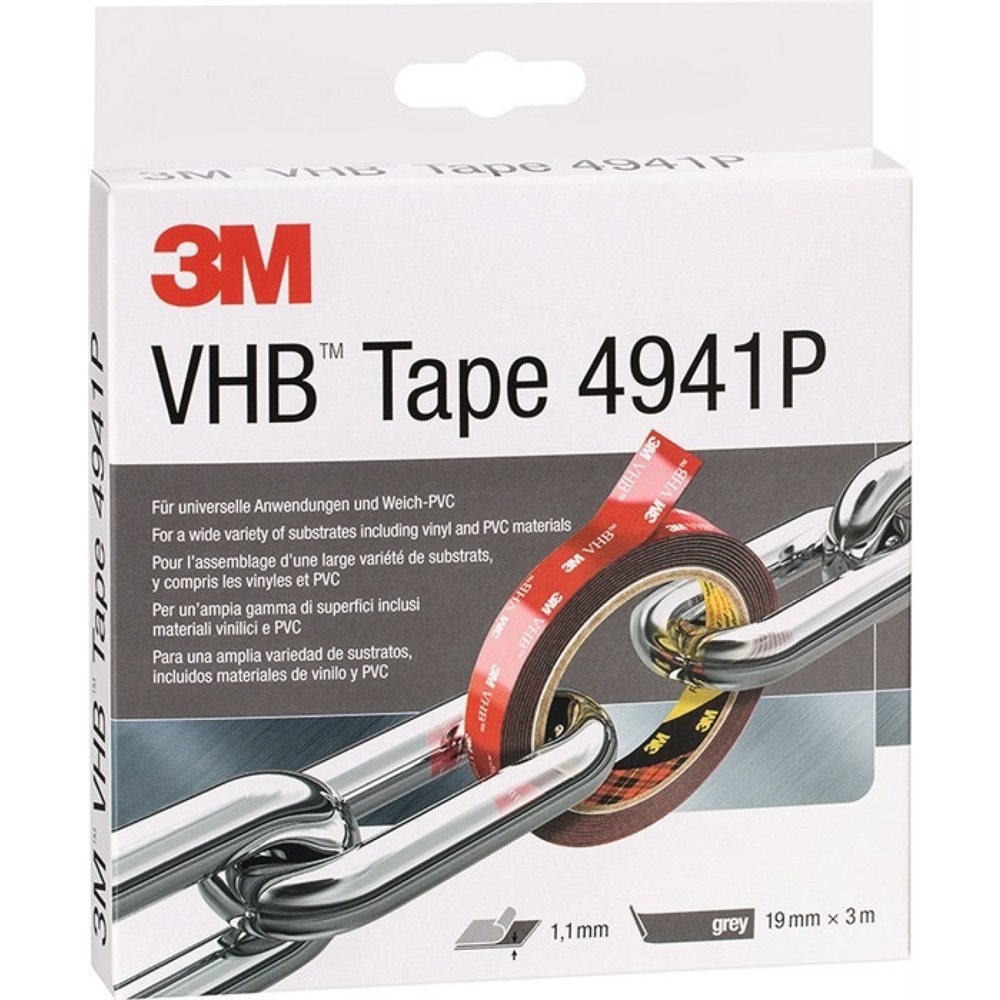 Produktabbildung: 3M Montageband VHB Tape 4941P grau L B.19mm Rl.3M