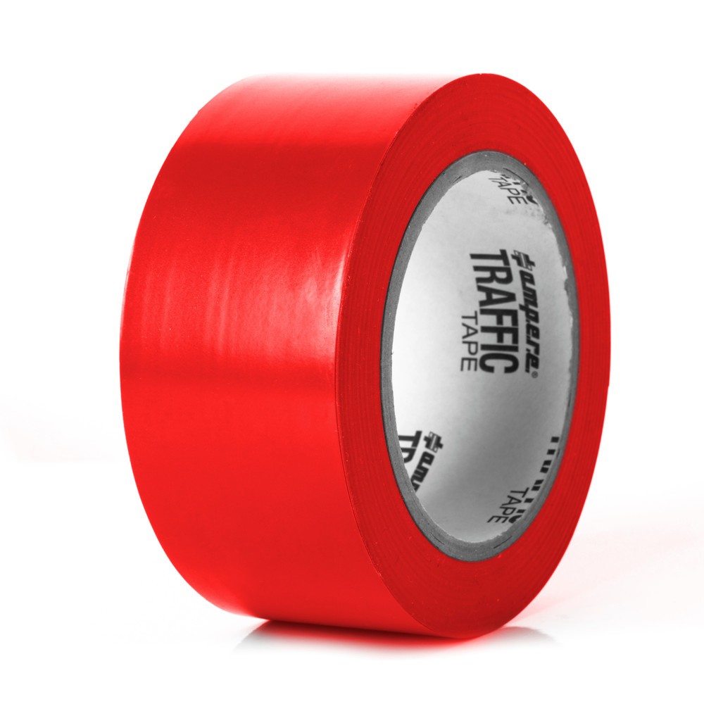 A.M.P.E.R.E. Bodenmarkierungsband Traffic Tape Standard, Breite 50 mm, Stärke 0,15 mm, Länge 33 m, rot