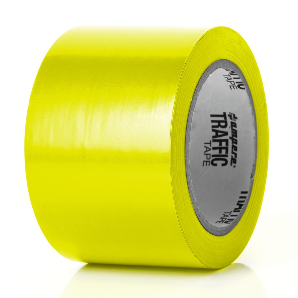 A.M.P.E.R.E. Bodenmarkierungsband Traffic Tape Standard, Breite 75 mm, Stärke 0,15 mm, Länge 33 m, gelb