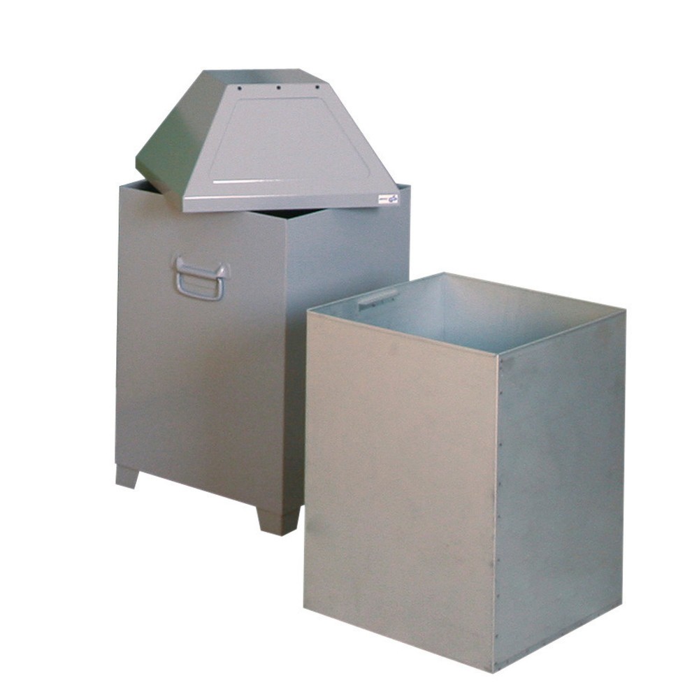Abfallbehälter AB 100, Stahlblech, hellsilber, 95 Liter