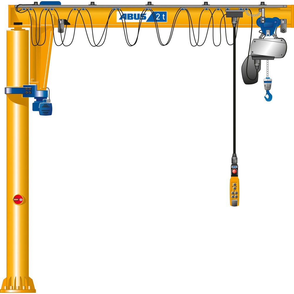 ABUS Schwenkkran VS, Säulenausführung, Fundament-Anker, 360° Schwenkbereich, Ausladung 4 m, TK 3.200 kg, Katzfahren u. Schwenken elektrisch