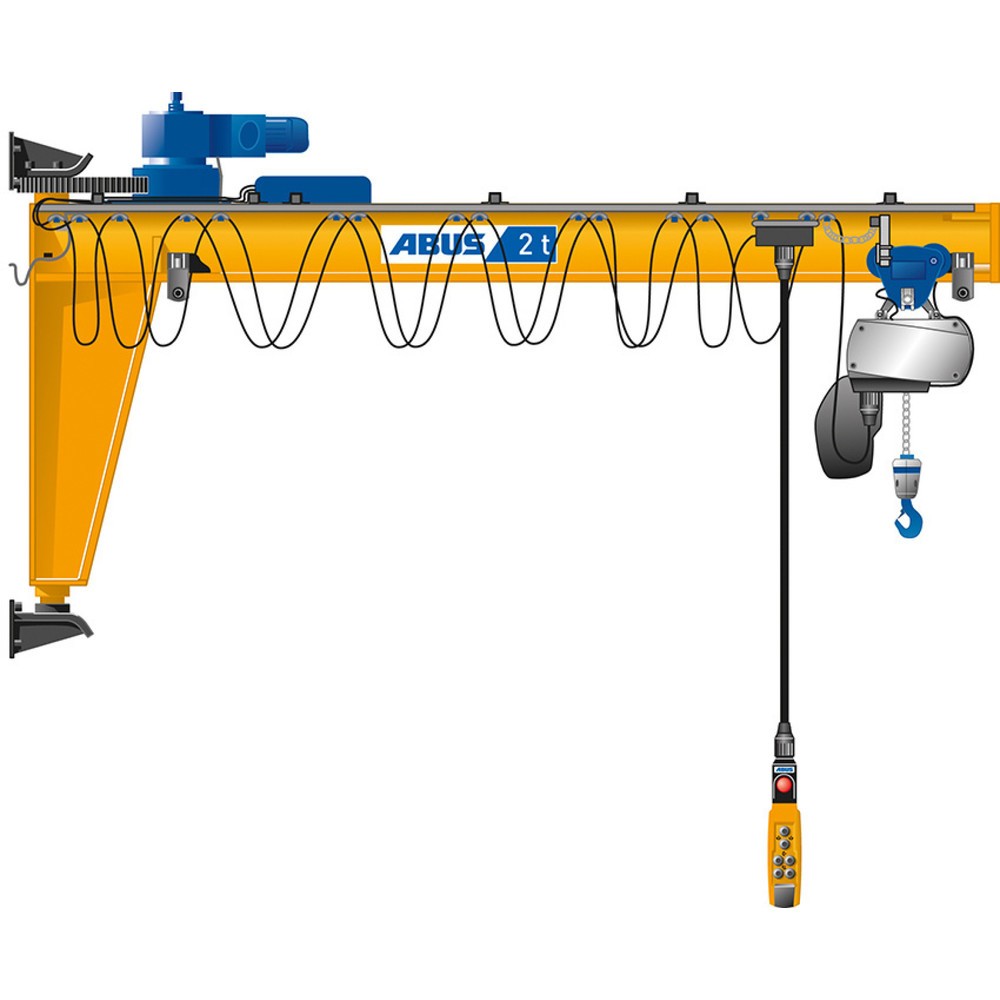 ABUS Schwenkkran VW, Wandausführung, Wandlager, 180° Schwenkbereich, Ausladung 6 m, TK 3.200 kg, Katzfahren u. Schwenken elektrisch