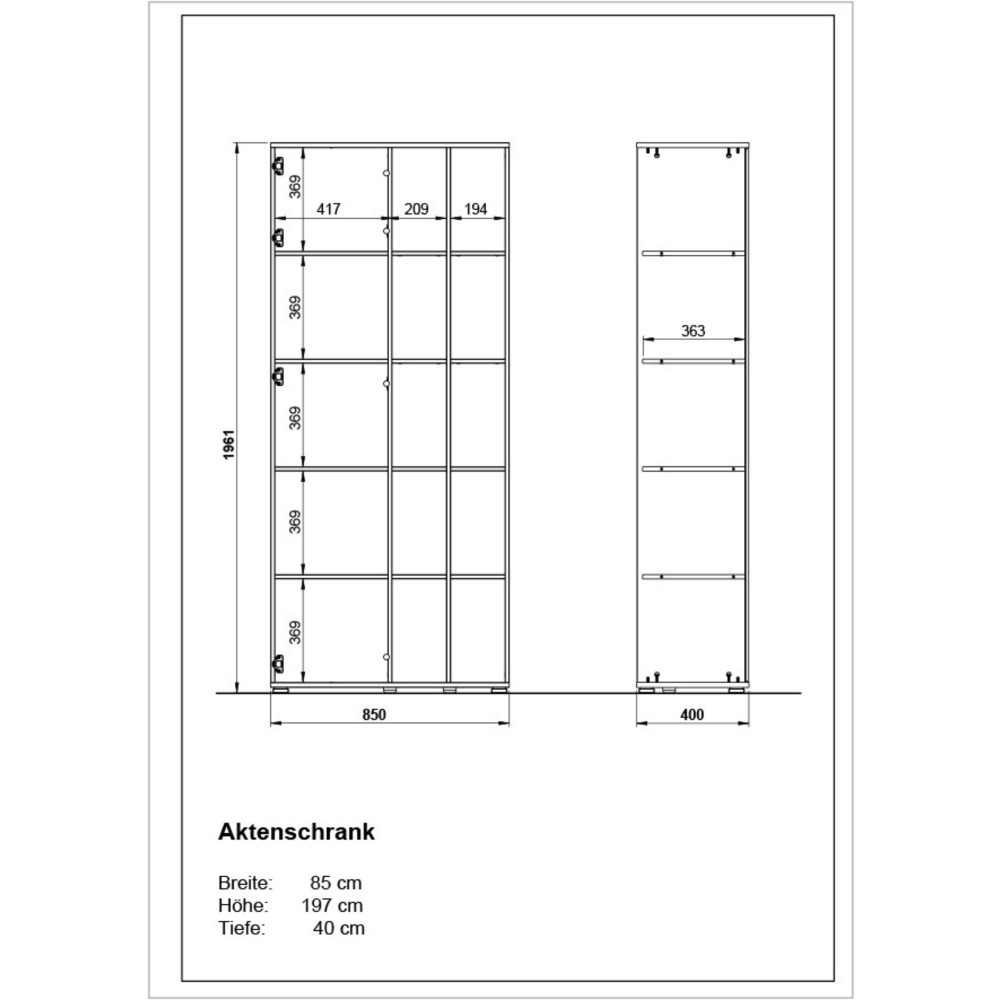 Produktabbildung Nr. 5: Aktenschrank LIONI, 11 offene Fächer, Weiß/Navarra-Eiche-Nb.