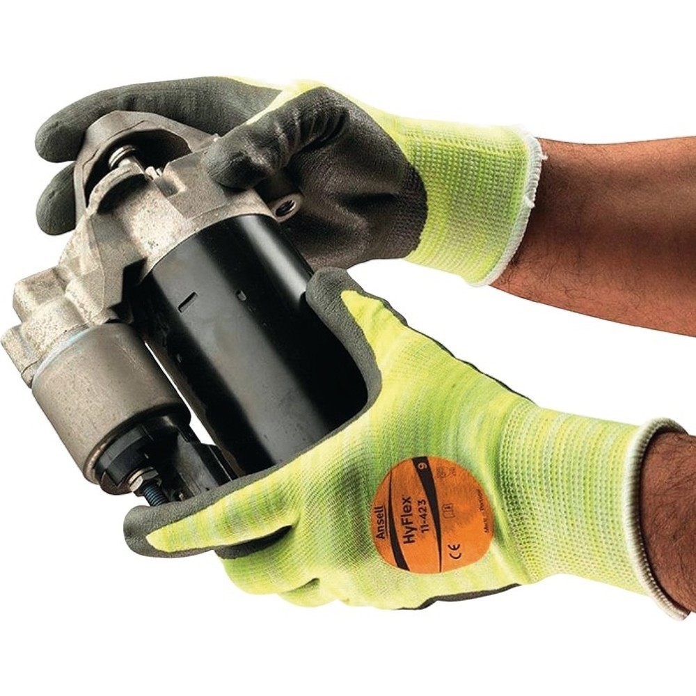 Ansell Handschuhe HyFlex® 11-423, Größe 10 grau/hellgelb, EN 388, EN 407 PSA-Kategorie III