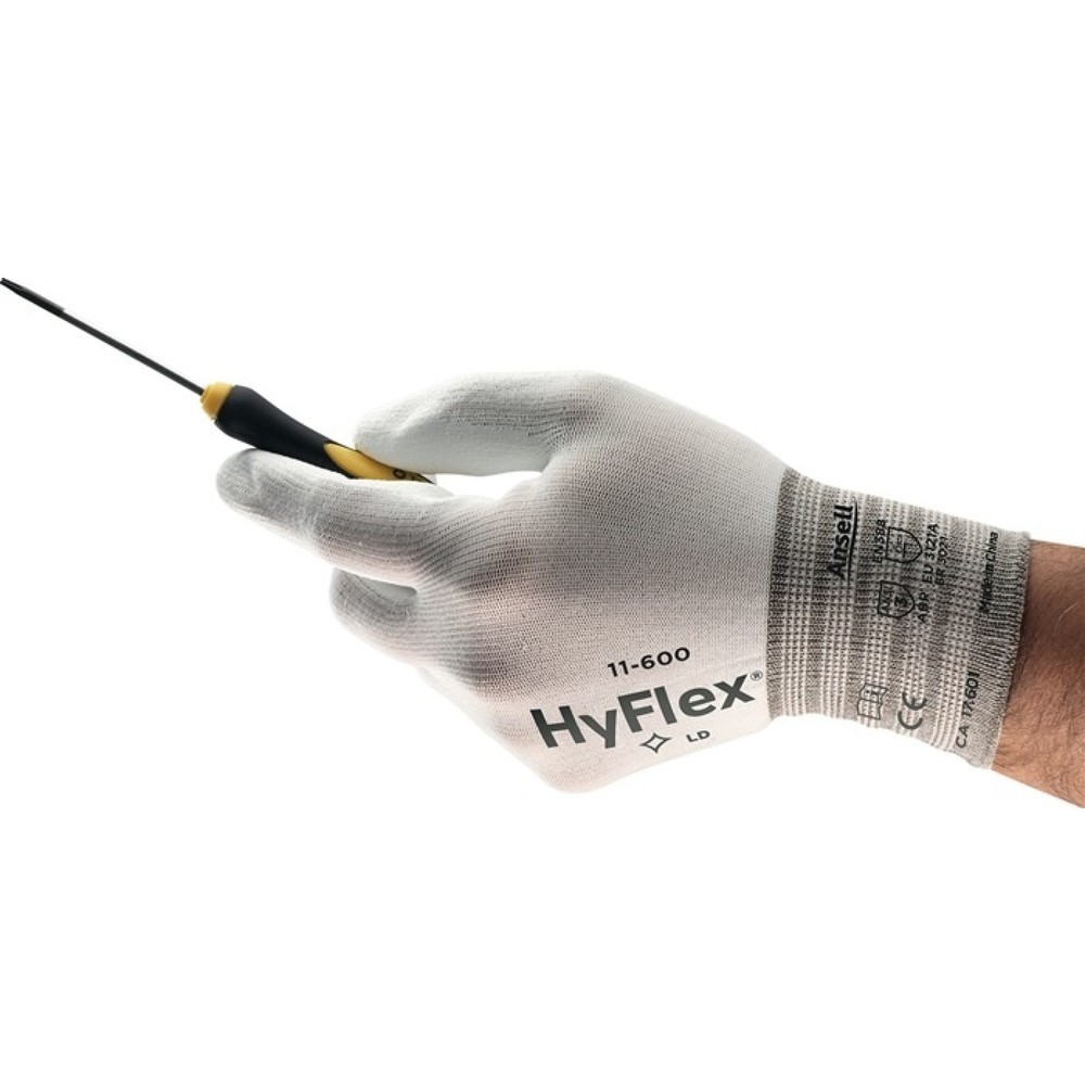 Ansell Handschuhe HyFlex 11-600, Größe 9 weiß, EN 388 PSA-Kategorie II