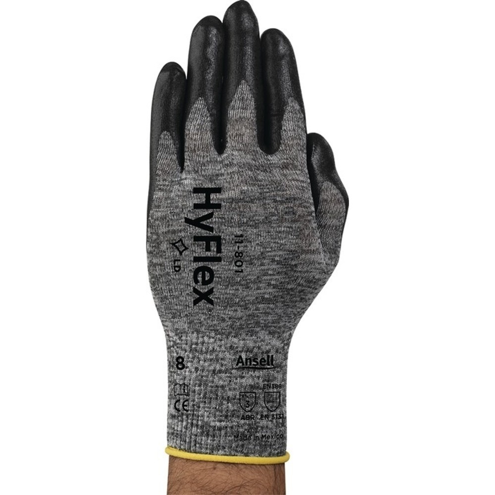 Ansell Handschuhe HyFlex 11-801, Größe 10 grau/schwarz, EN 388 PSA-Kategorie II