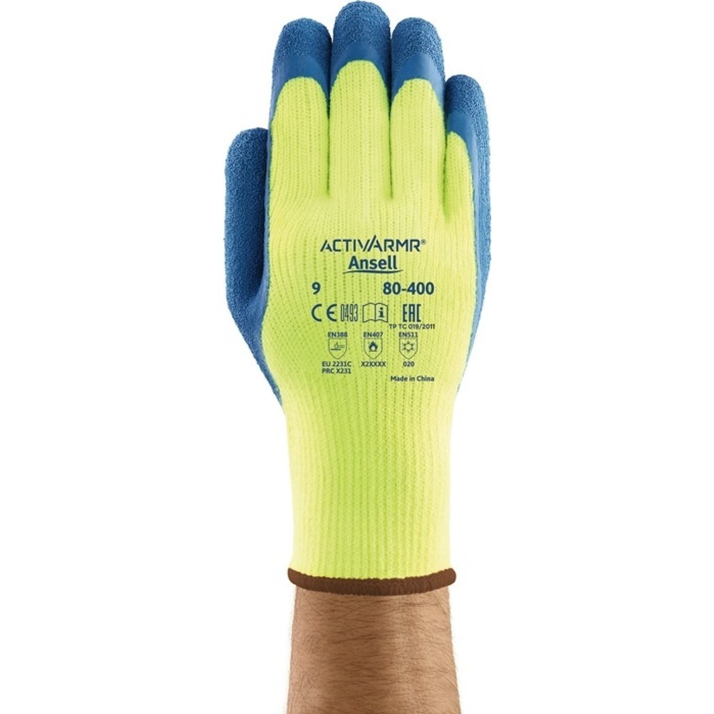 Ansell Kälteschutzhandschuhe ActivArmr® 80-400, Größe 9 gelb/blau, EN 388, EN 511, EN 407