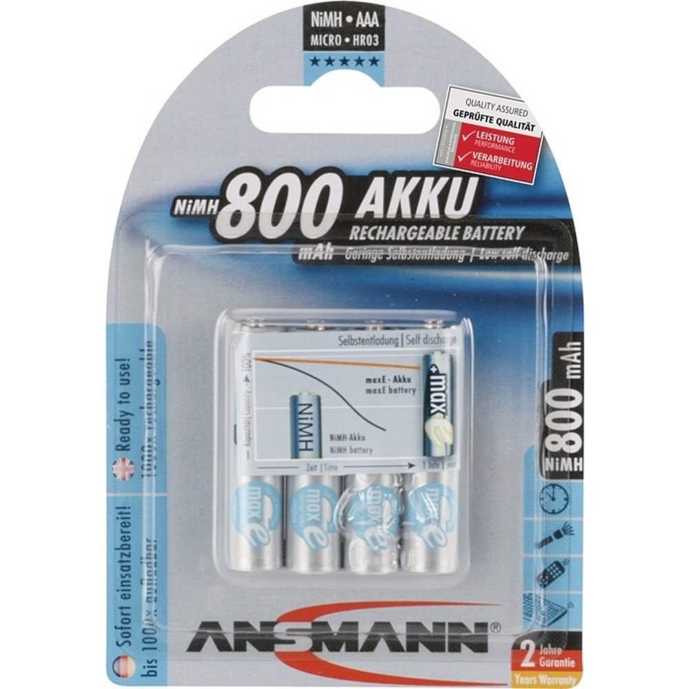 ANSMANN Akkuzelle maxE, R03-AAA-Micro HR03, 1,2 V 800 mAh, 4St./Blister, 4