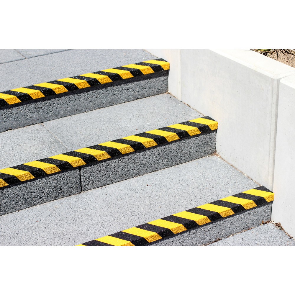 Antirutsch-Treppenkantenprofil GFK Medium, schwarz/gelb, Breite 1.000 mm
