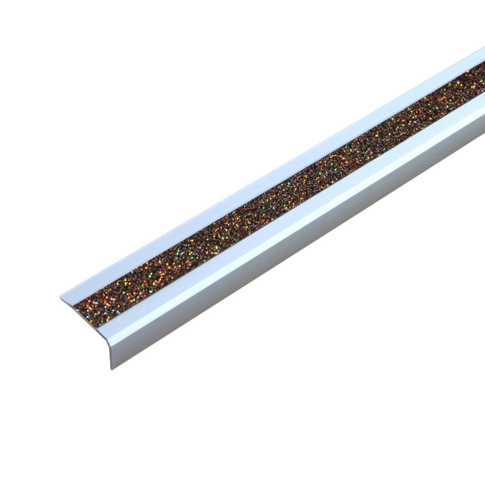 Antirutsch-Treppenkantenprofil, GlitterGrip, gold, Aluminium, Breite 800 mm