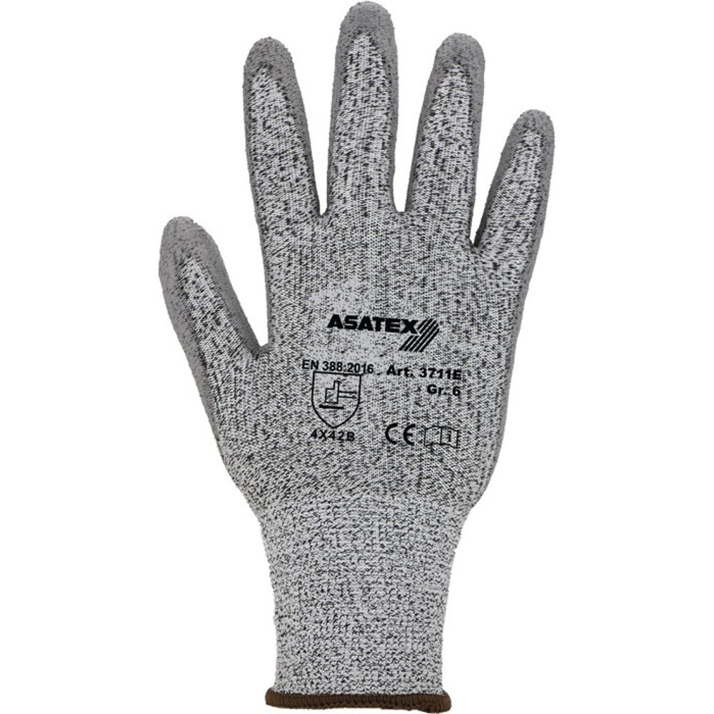 ASATEX Schnittschutzhandschuhe, EN 388 PSA-Kategorie II, Größe 7 grau/grau, 10 Paar