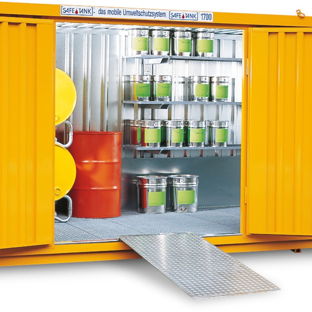 Auffahrrampe für Gefahrstoffcontainer, TK 1.000 kg, BxT 750 x 1.500 mm