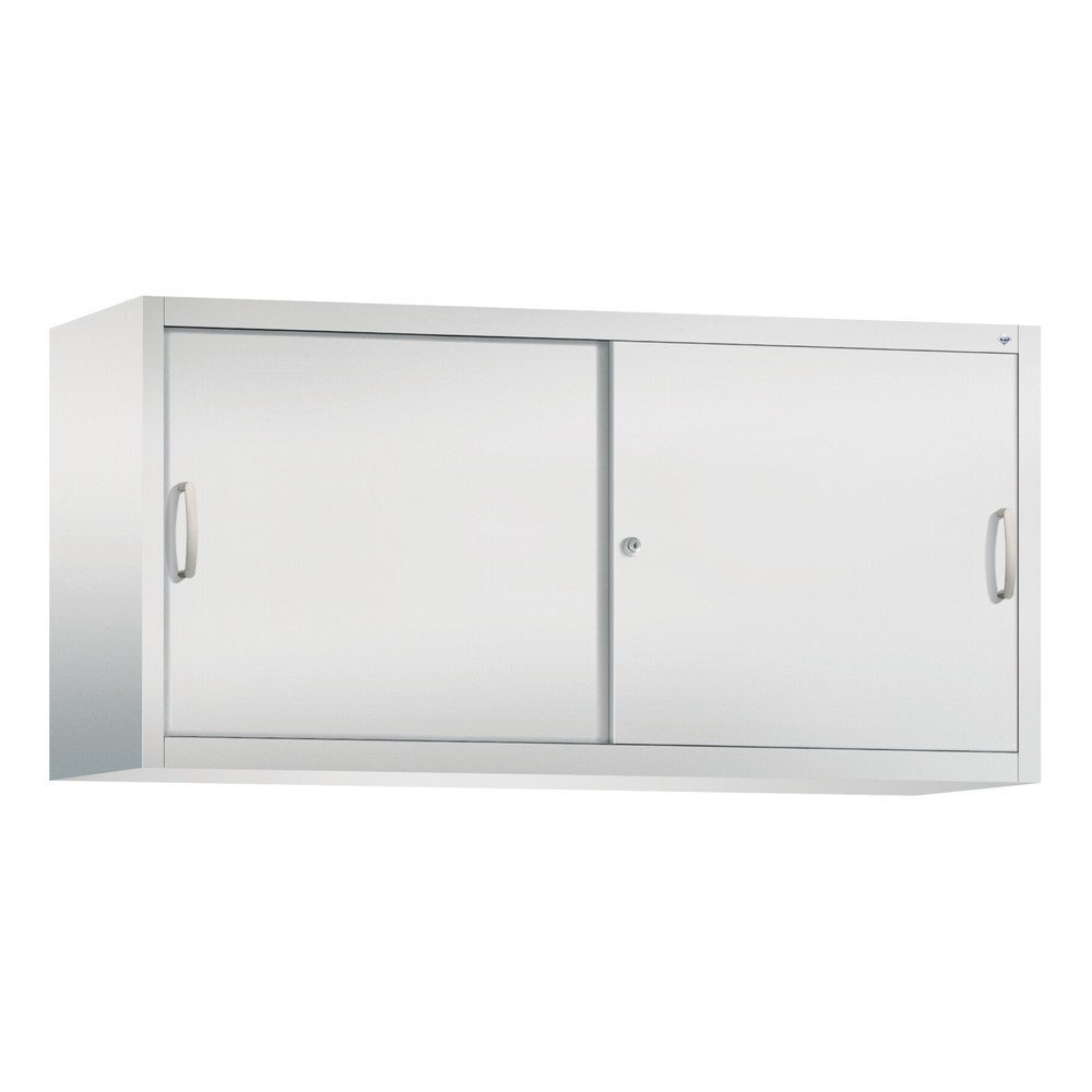 Aufsatzschrank für C+P Werkstatt-Schiebetürenschrank, 2 Fachböden, HxBxT 790 x 1.600 x 500 mm, Trennwand, lichtgrau, lichtgrau