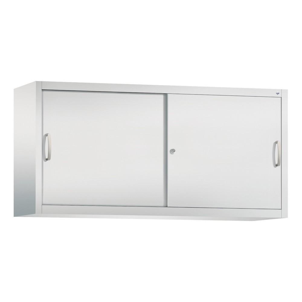 Aufsatzschrank für C+P Werkstatt-Schiebetürenschrank, 2 Fachböden, HxBxT 790 x 1.600 x 400 mm, Trennwand, lichtgrau, lichtgrau