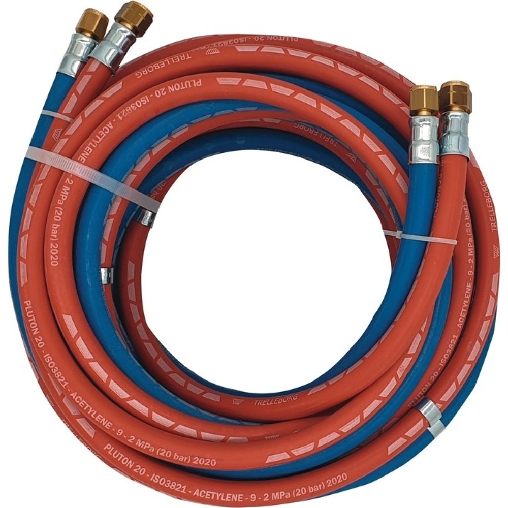 Autogengasschlauch, Wandstärke 5 / 3,5 mm, Länge 5 m Innen-Ø 6 / 9 mm, blau / rot