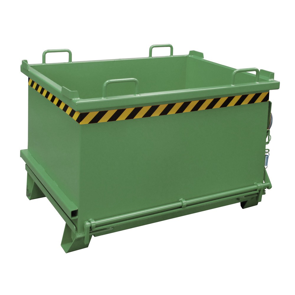 Bauer® Klappbodenbehälter, verstärkte Bodenklappe, lackiert, Volumen 0,75 m³, RAL 6011 resedagrün