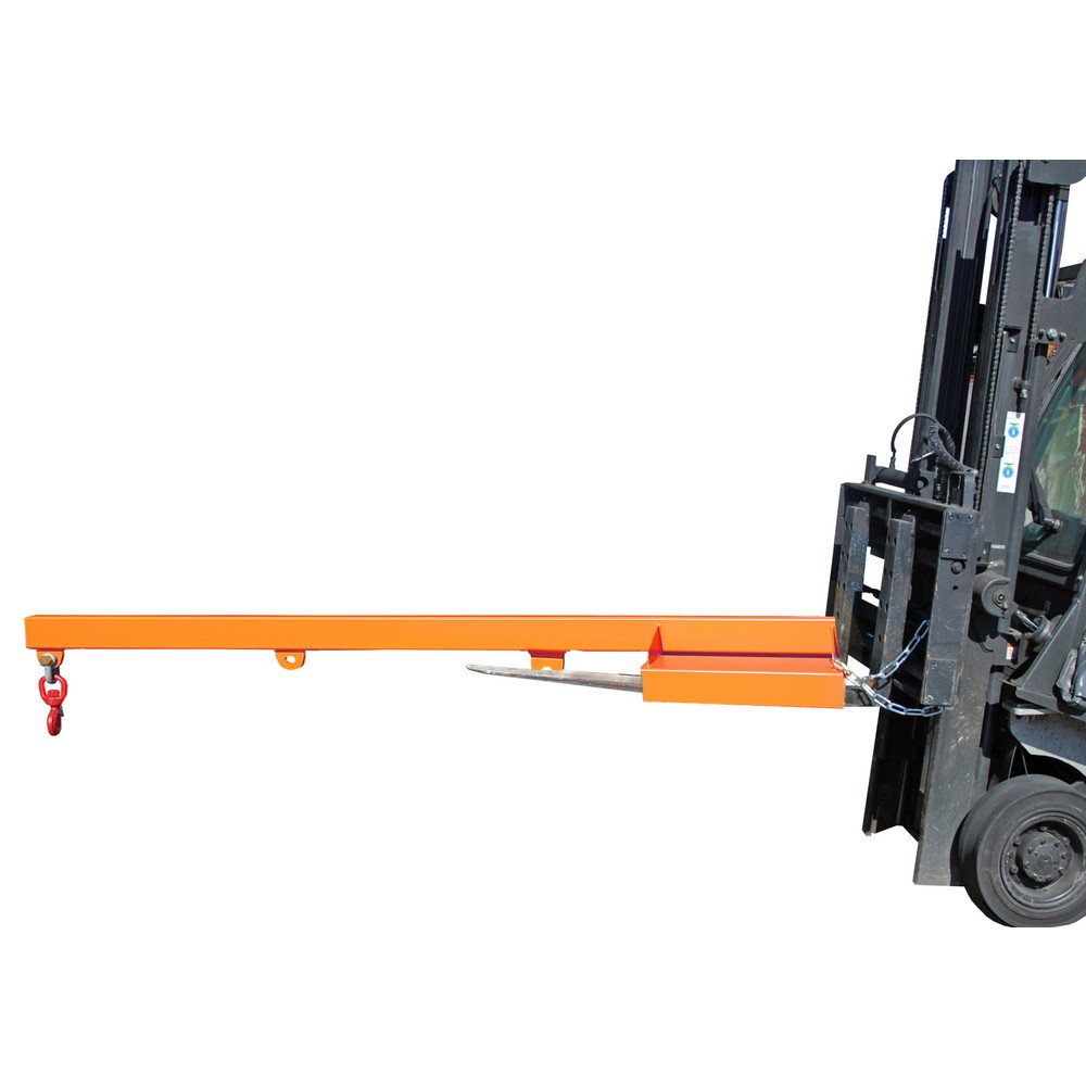 Bauer® Lastarm Modell 1, starre Ausführung, 3 Hakenpositionen, Grundlänge 2.400 mm, TK 1.000 kg, gelborange