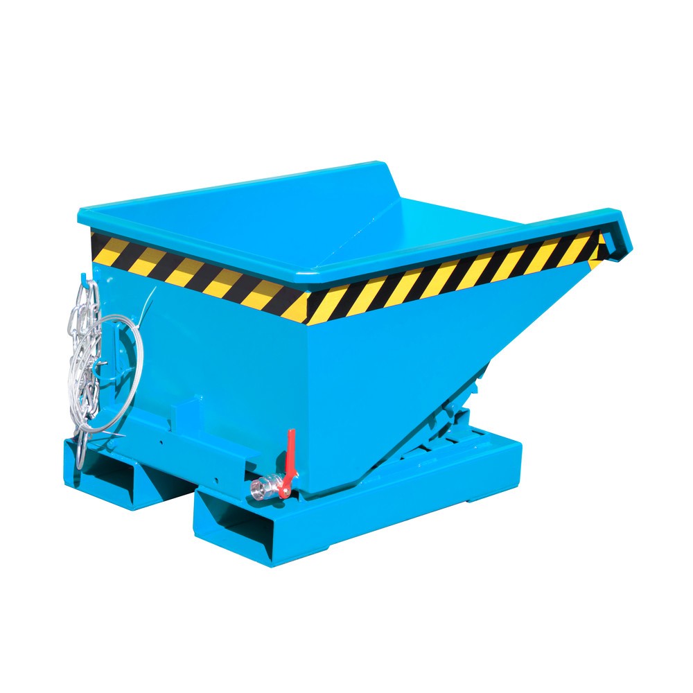Bauer® Mini-Spänebehälter mit Abrollmechanik, niedrige Bauhöhe, lackiert, Volumen 0,15 m³, RAL 5012 lichtblau