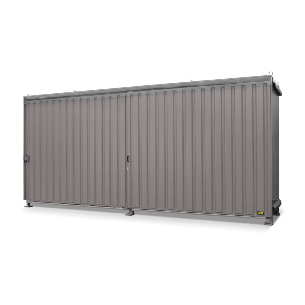 Bauer® Regalcontainer für 12x EP / 8x CP3, 2 Ebenen, 2 Schiebetüren, Führungsschiene, mausgrau