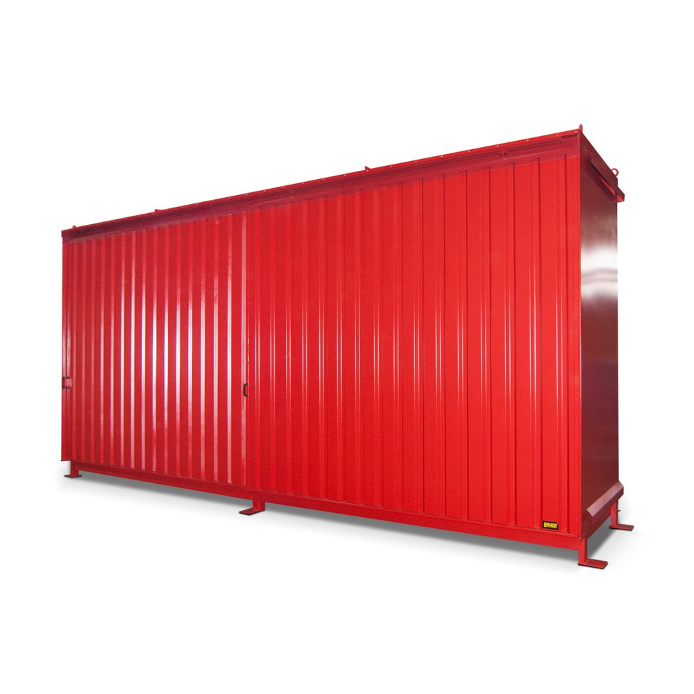 Bauer® Regalcontainer für 12x KTC/IBC, 2 Ebenen, 2 Schiebetüren, feuerrot