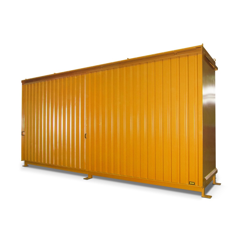 Bauer® Regalcontainer für 12x KTC/IBC, 2 Ebenen, 2 Schiebetüren, gelborange