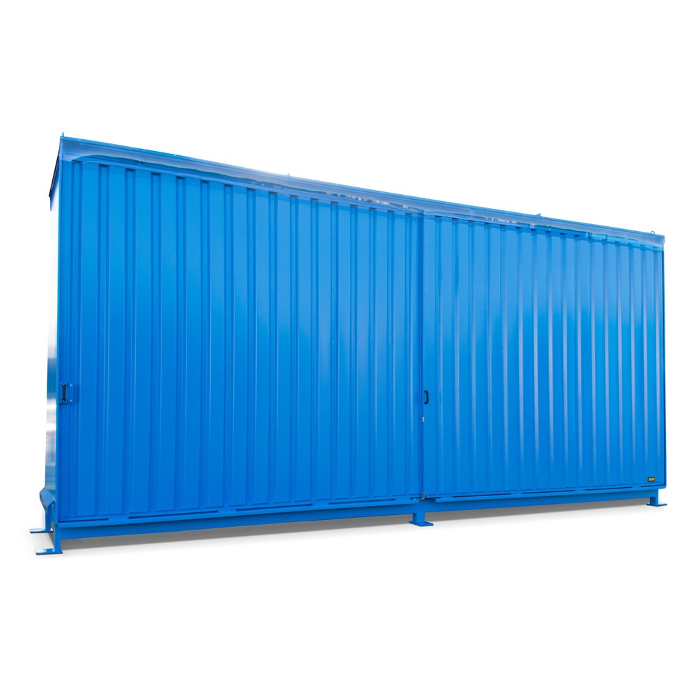 Bauer® Regalcontainer für 12x KTC/IBC, 2 Ebenen, 2 Schiebetüren, Führungsschiene, lichtblau