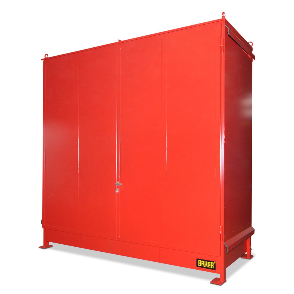 Bauer® Regalcontainer für 6x KTC/IBC, 2 Ebenen, 2 Flügeltüren, feuerrot