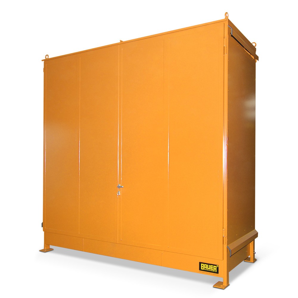 Bauer® Regalcontainer für 6x KTC/IBC, 2 Ebenen, 2 Flügeltüren, gelborange