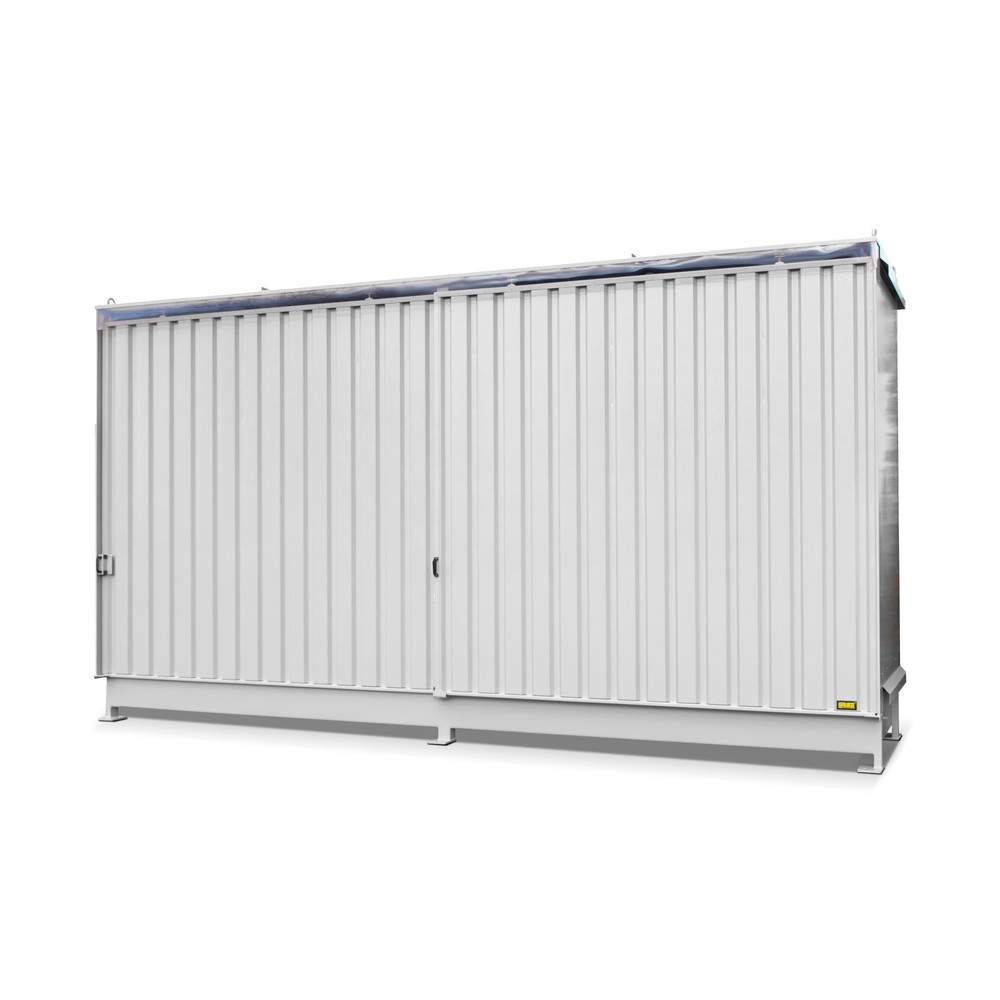 Bauer® Regalcontainer für 8x KTC/IBC, 2 Ebenen, 2 Schiebetüren, grauweiß