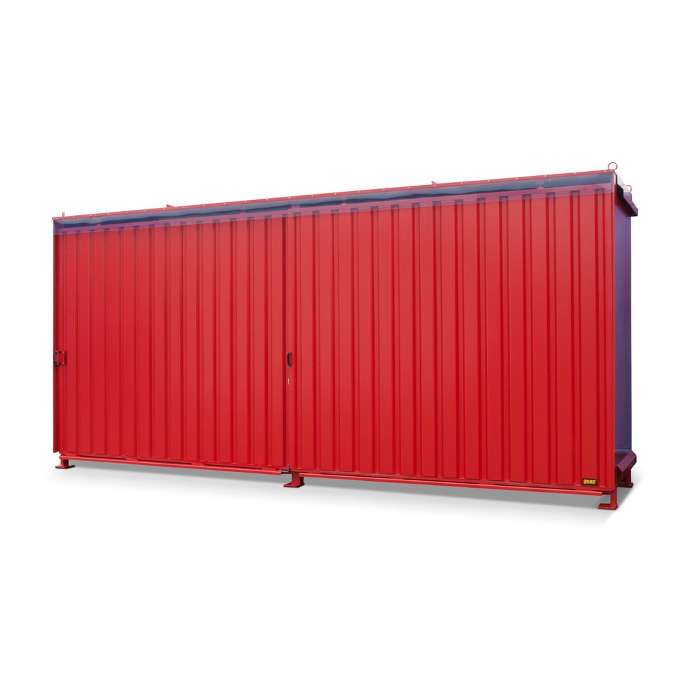 Bauer® Regalcontainer für 8x KTC/IBC, 2 Ebenen, 2 Schiebetüren, Führungsschiene, feuerrot