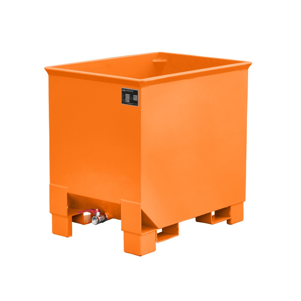 Bauer® Späne-Stapelbehälter für Routenzüge, lackiert, Volumen 0,3 m³, RAL 2000 gelborange