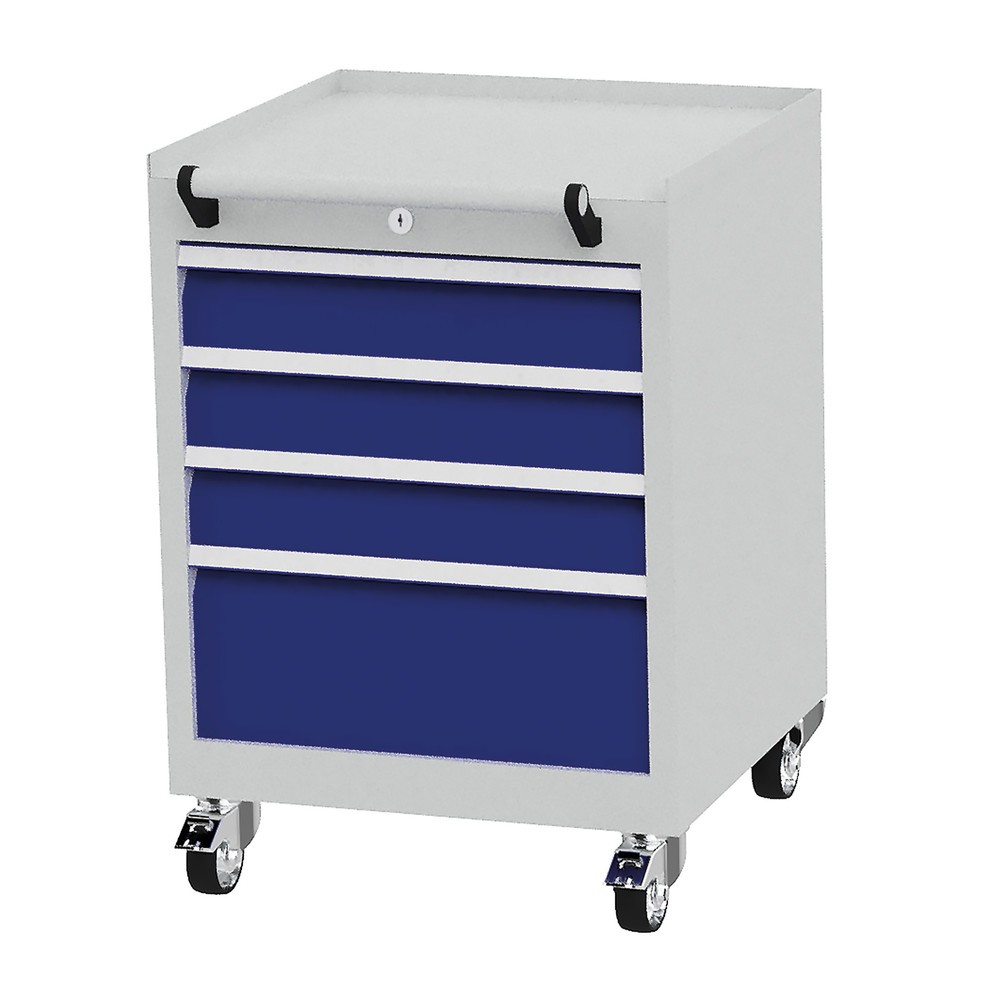 Produktabbildung: Bedrunka+Hirth Rollcontainer mit Schubladentragkraft 50 kg und Vollauszug, HxBxT 805 x 530 x 500 mm, enzianblau