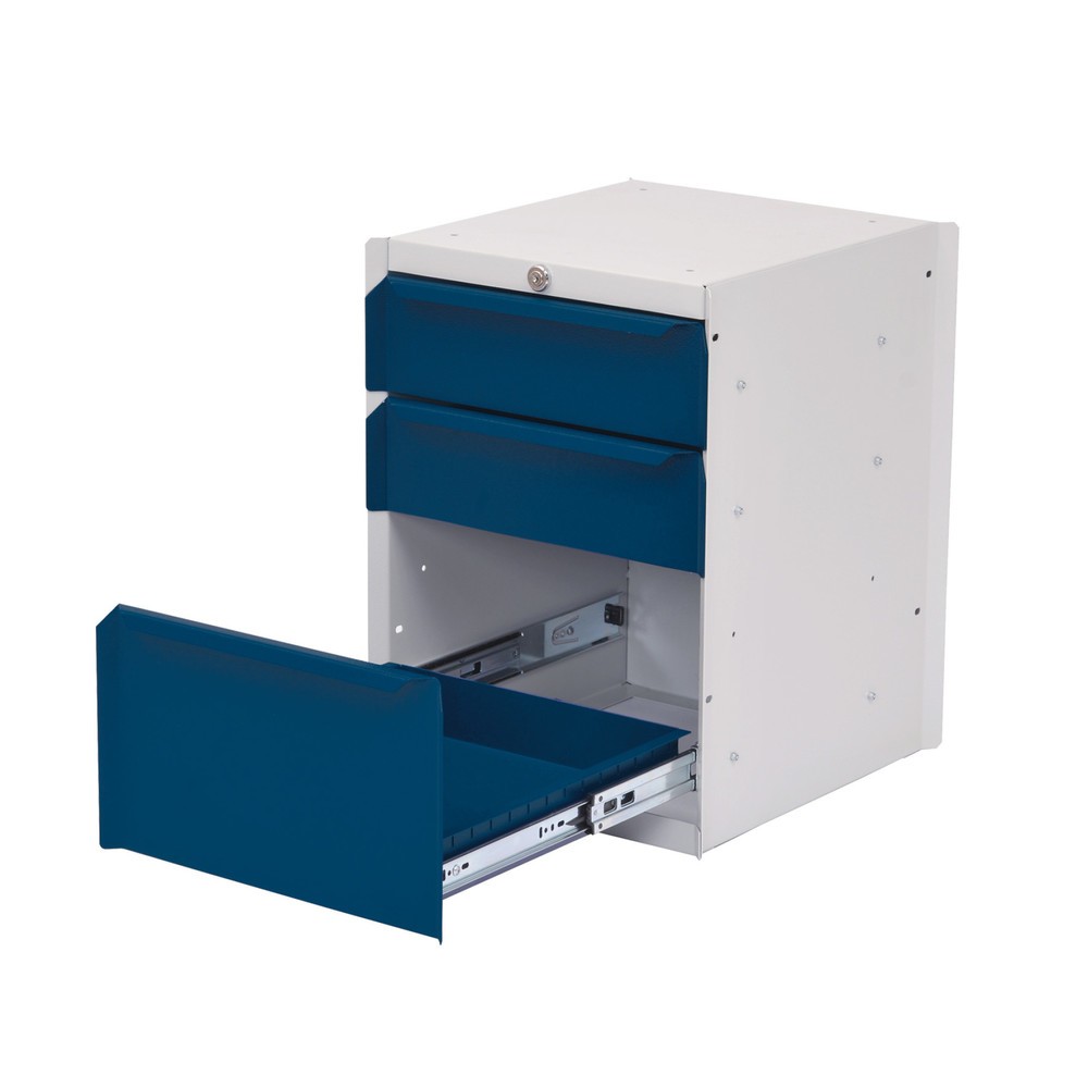 Bedrunka+Hirth Unterbauschrank mit 3 Schubladen für Arbeitsplatzsystem Tisch, HxBxT 500 x 370 x 400 mm, enzianblau