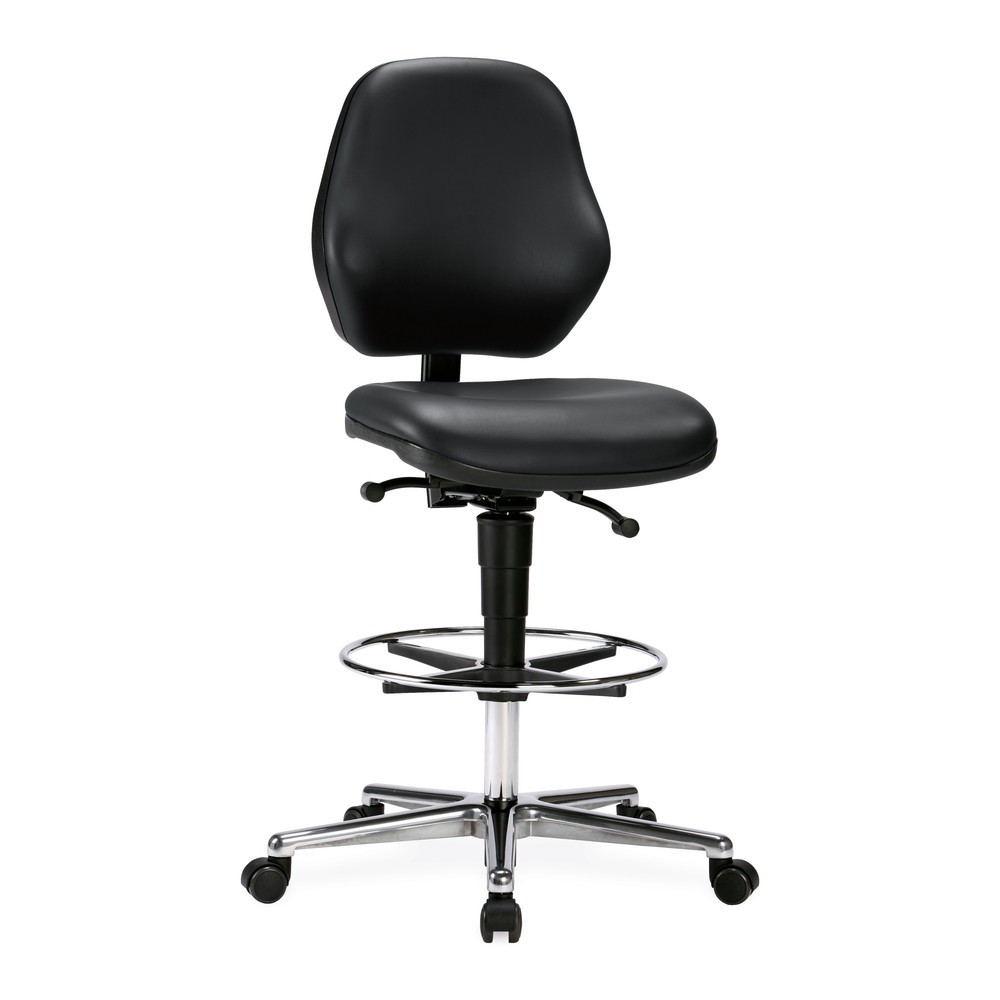 bimos Arbeitsdrehstuhl Smart mit Sitz-Stop-Rollen, Kunstleder, Sitzhöhe 660-910 mm, Fußring, schwarz