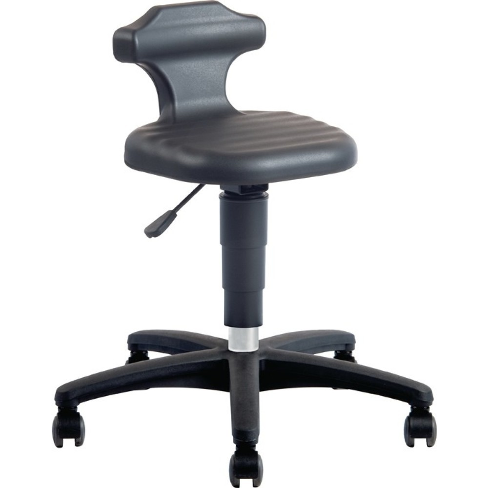 bimos Drehhocker Flex, Sitzhöhenverstellung 450-650 mm, Rollen Integralschaum schwarz, mit Rückenstütze
