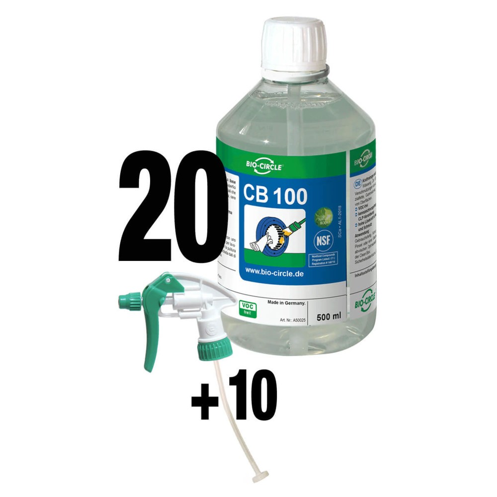 BIO-CIRCLE Kaltreiniger-Alternative CB 100 Box, 20 rPET-Flaschen à 500 ml + 10 Sprayer