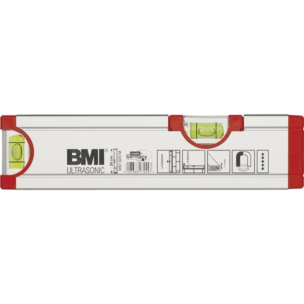 BMI Wasserwaage ULTRASONIC 20cm Alu.silber ± 0,5mm/m m.Magnet