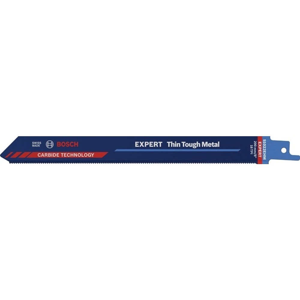 BOSCH Säbelsägeblatt Expert Thin Tough Metal, Zahnteilung TPI 18 1,4 mm, Länge 200 mm Breite 19 mm, 1 Stück / Karte, S-Schaft