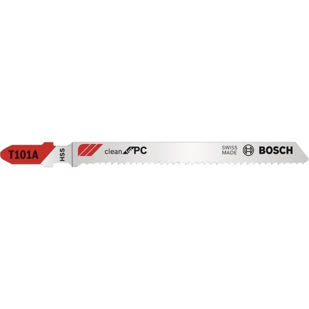 BOSCH Stichsägeblatt T 101 A, Zahnteilung 2 mm, Gesamtlänge 100 mm, 5 Stück / Karte, HSS