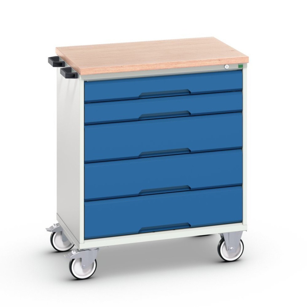 bott verso mobiler Schubladenschrank, mit 5 Schubladen und Multiplex Top, BxTxH: 800 x 600 x 980 mm