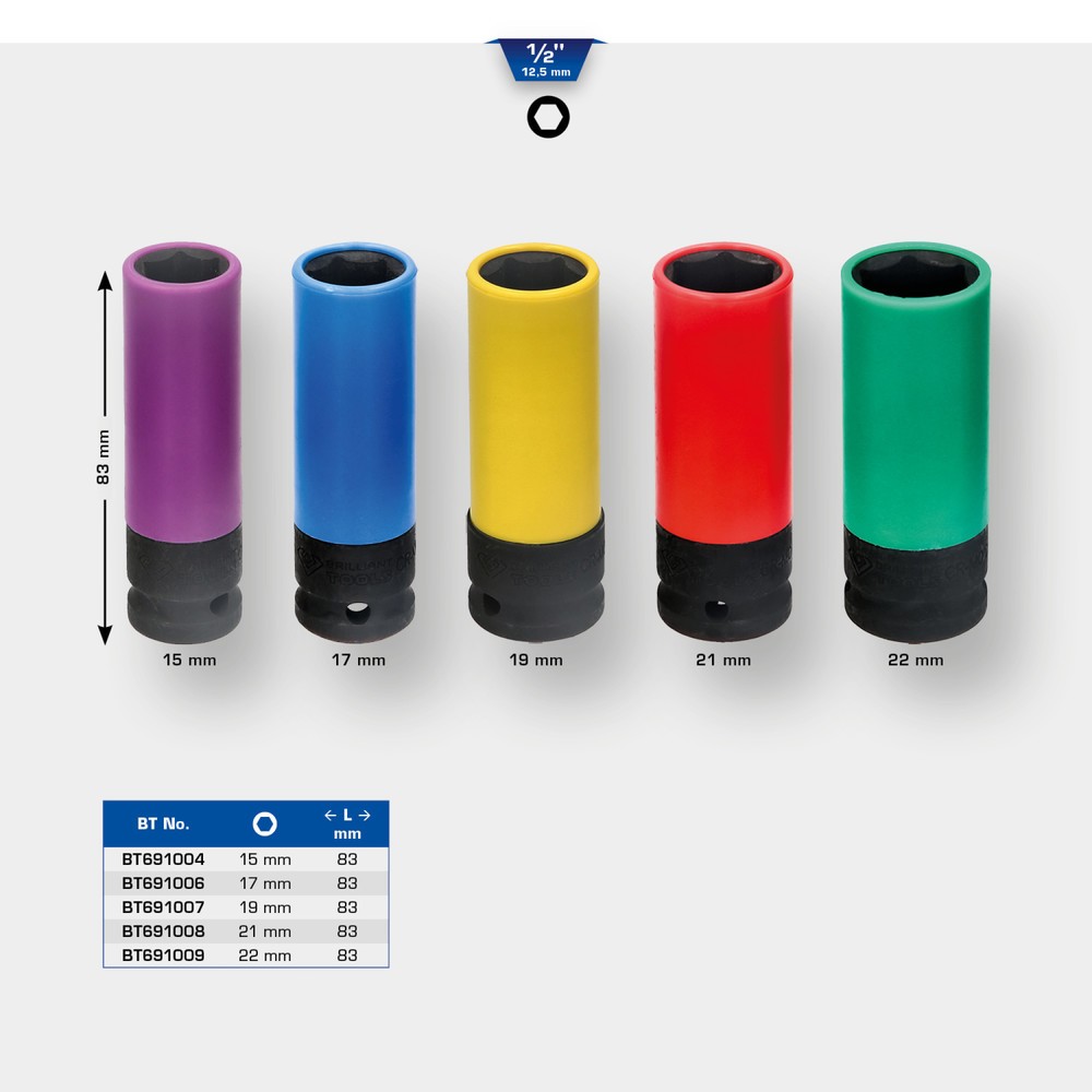 Produktabbildung Nr. 3: BRILLIANT TOOLS 1/2" Alu-Felgen-Kraft-Stecknuss, 19 mm