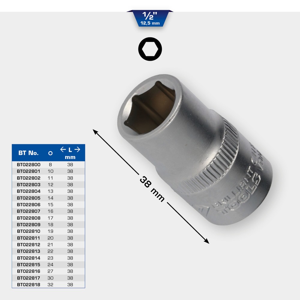 Produktabbildung Nr. 12: BRILLIANT TOOLS 1/2" Sechskant-Stecknuss, 14 mm