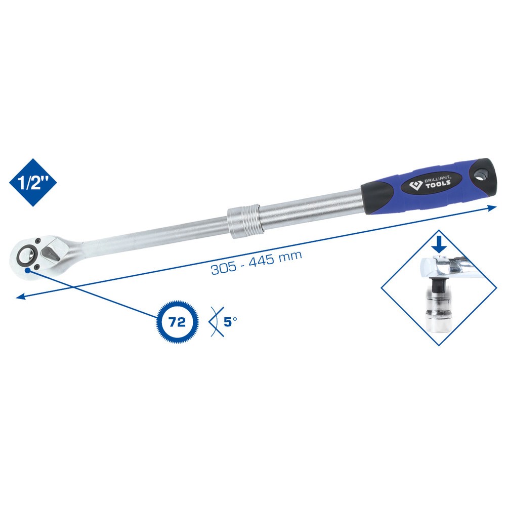 BRILLIANT TOOLS 1/2" Teleskop-Umschaltknarre