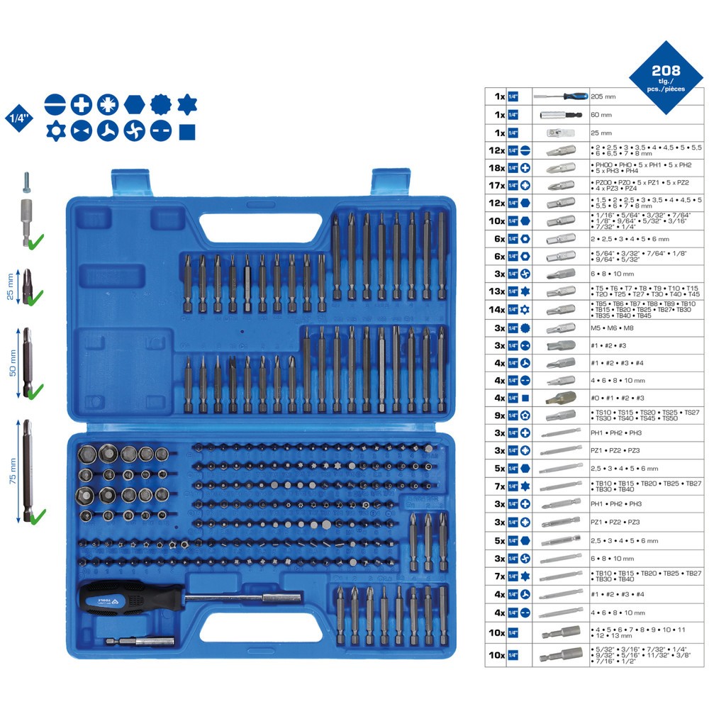 BRILLIANT TOOLS Bit-Satz, 208-tlg