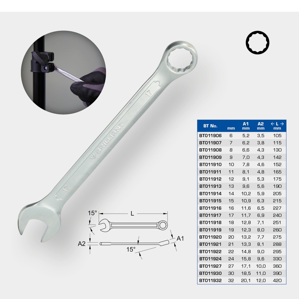 Produktabbildung Nr. 9: BRILLIANT TOOLS Ring-Maulschlüssel, 13 mm