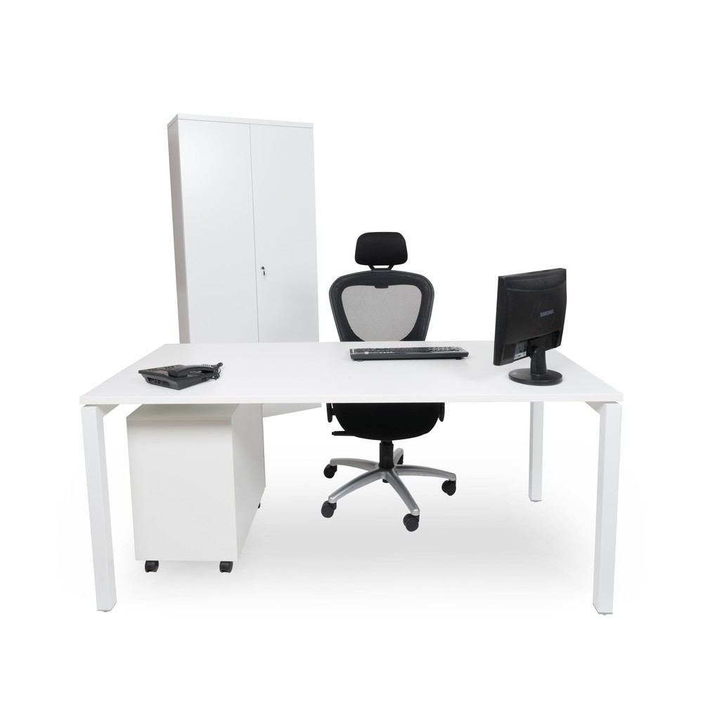 Büromöbel-Set Simplify, 3-teilig mit Rollcontainer, Schrank und Tisch (Breite 1.800 mm)