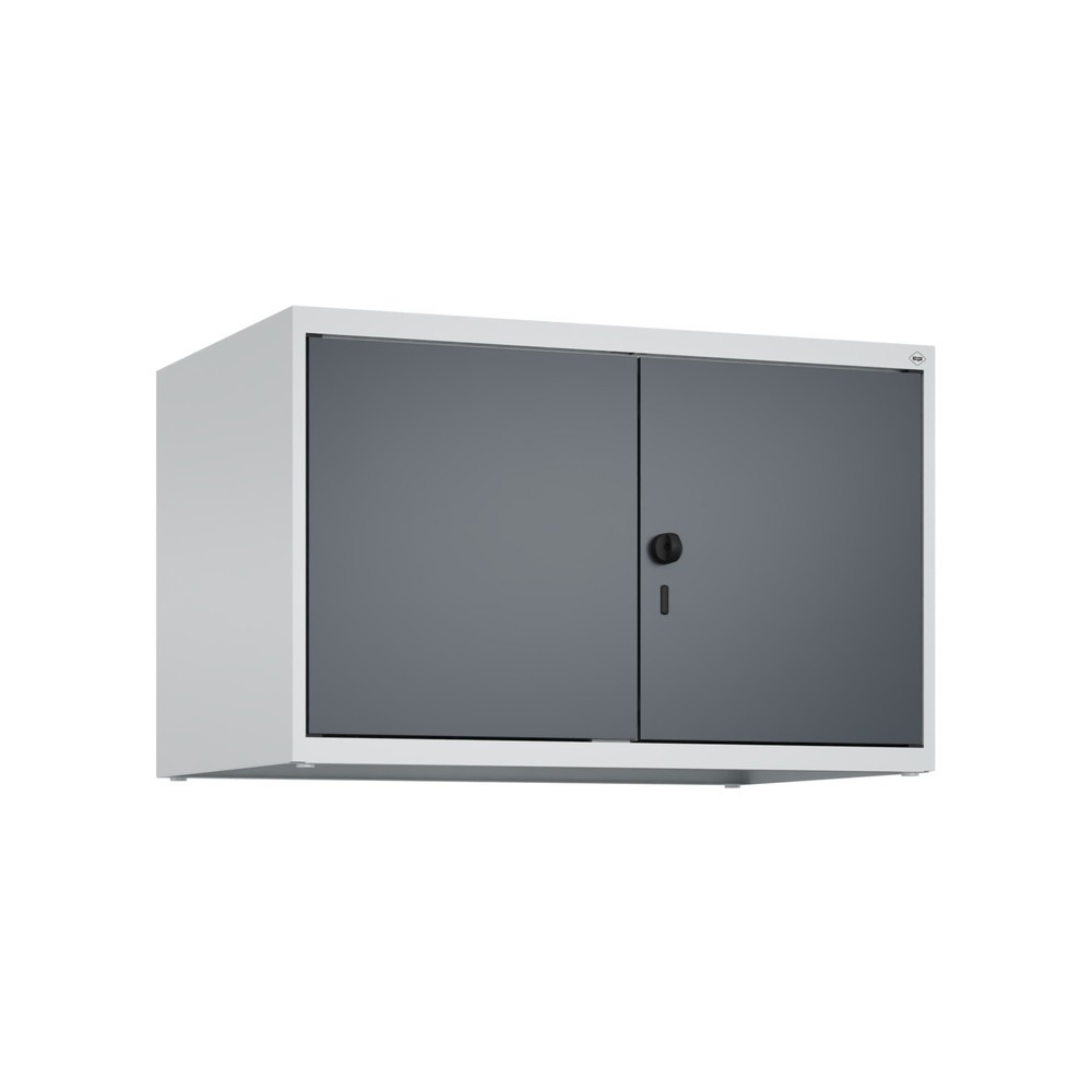 C+P Aufsatzschrank für Kleiderspind Serie Classic PLUS, 2 Abteile mit Trennwand, Breite 400 mm, lichtgrau, anthrazitgrau, für Vorhängeschloss