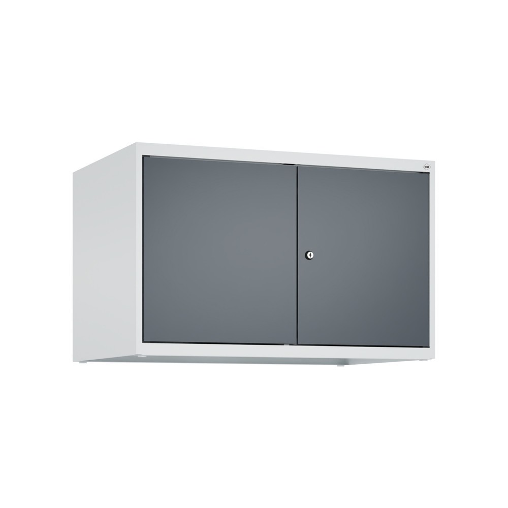 C+P Aufsatzschrank für Kleiderspind Serie Classic PLUS, 2 Abteile mit Trennwand, Breite 400 mm, lichtgrau, anthrazitgrau, Zylinderschloss