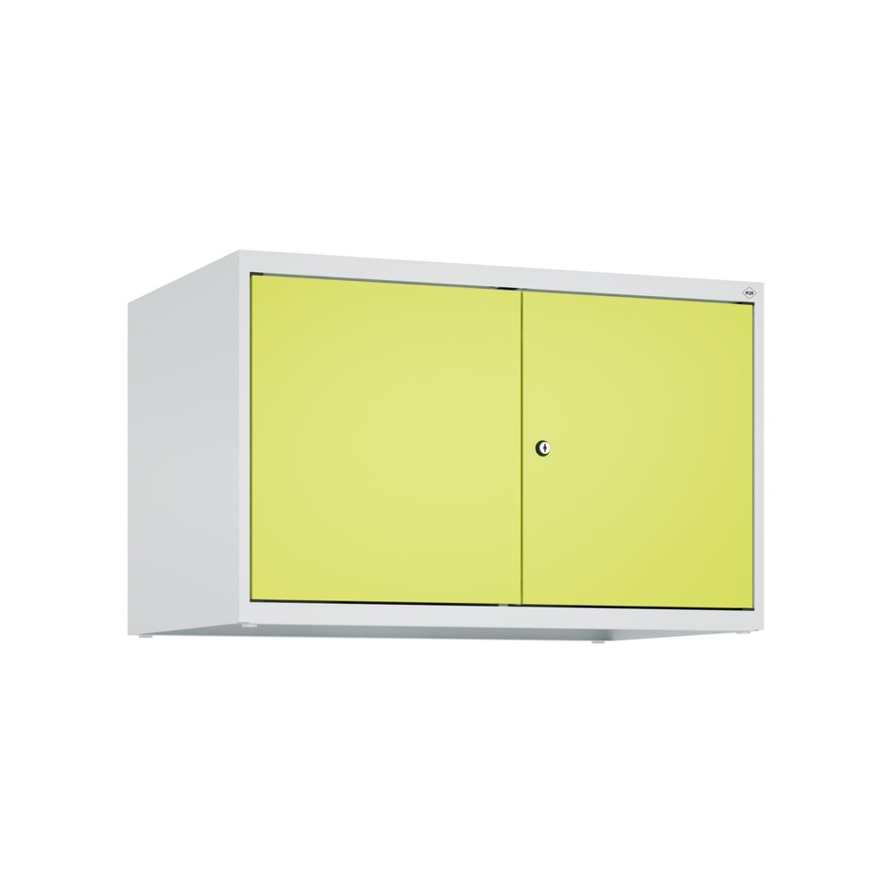 C+P Aufsatzschrank für Kleiderspind Serie Classic PLUS, 2 Abteile mit Trennwand, Breite 400 mm, lichtgrau, clowngrün, Zylinderschloss