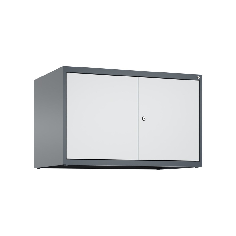 C+P Aufsatzschrank für Kleiderspind Serie Classic PLUS, 2 Abteile mit Trennwand, Breite 400 mm, anthrazitgrau, lichtgrau, Zylinderschloss